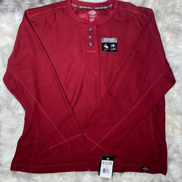 NWT Dickies RED Performance Knit White 3 Button Waffle Knit T-shirt Size 3XL - Picture 1 of 9